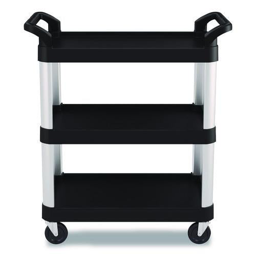 Image of Suncast Commercial® RC2030 Three-Shelf Service Cart, Metal/Plastic, 3 Shelves, 300 lb Capacity, 20" x 34" x 37.92", Black