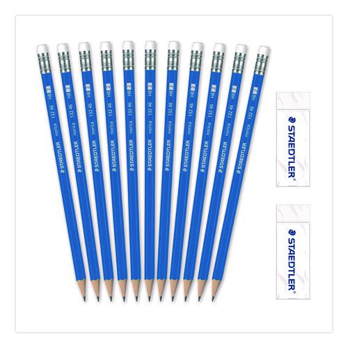 Image of Staedtler® 13246C500 Pre-Sharpened Wooden Pencils with (40) Block Erasers, HB #2 Black Lead, Blue Barrel, 500/Pack