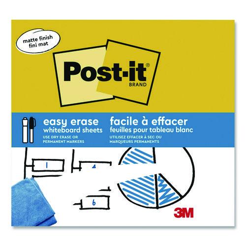 Image of Post-it® FWS-SHEETS-2PK Easy-Erase Whiteboard Sheets, Plastic Surface, 9.1 x 9.1, White, 2/Pack
