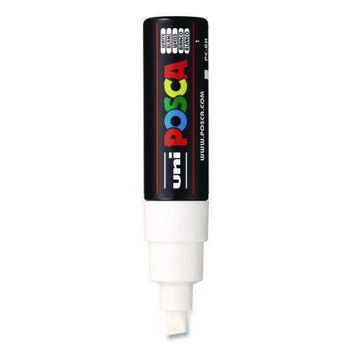 Image of POSCA PC8KWHITE Water-Based Paint Markers, Broad Chisel Tip, White