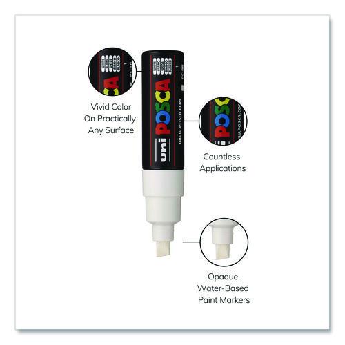 Image of POSCA PC8KWHITE Water-Based Paint Markers, Broad Chisel Tip, White
