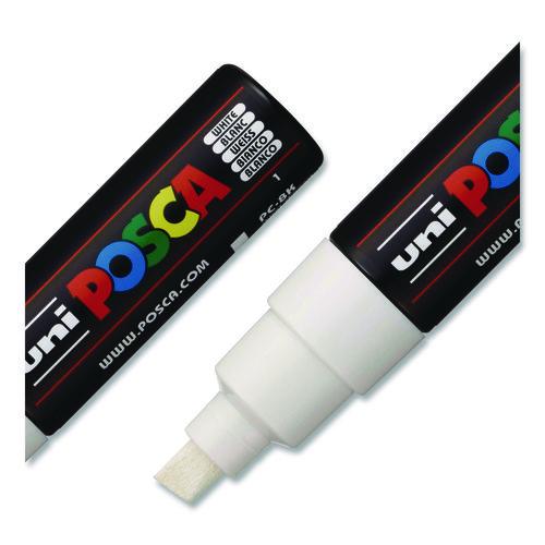 Image of POSCA PC8KWHITE Water-Based Paint Markers, Broad Chisel Tip, White