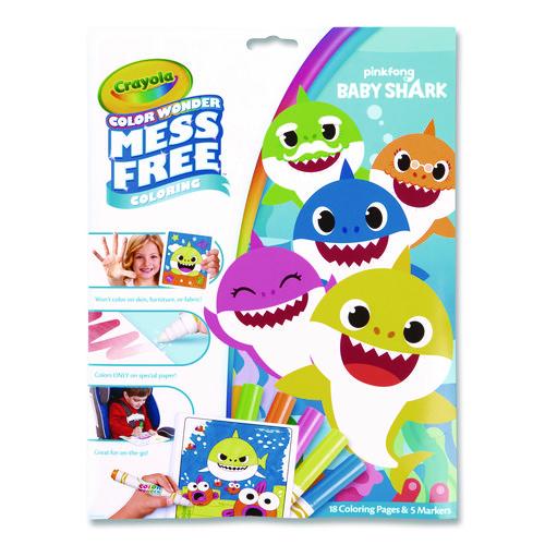 Image of Crayola® 75-7103 Pinkfong Baby Shark Color Wonder Kit, Includes Five Markers, Ages 3 and Up, 18 Pages