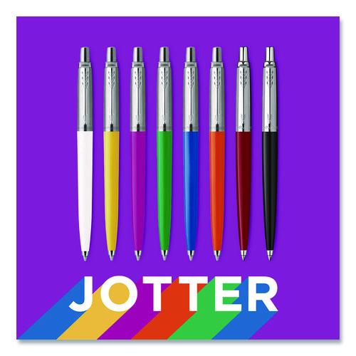 Image of ParkerÂ® Jotter Ballpoint Pen, Retractable, Medium 0.7 mm, Blue Ink, Royal Blue/Chrome Barrel