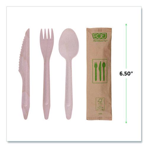 Image of Eco-Products® EP-S215 Wood Cutlery, General Purpose, Fork/Knife/Napkin/Spoon, Natural, 500/Carton