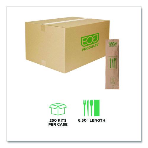 Image of Eco-Products® EP-S215 Wood Cutlery, General Purpose, Fork/Knife/Napkin/Spoon, Natural, 500/Carton