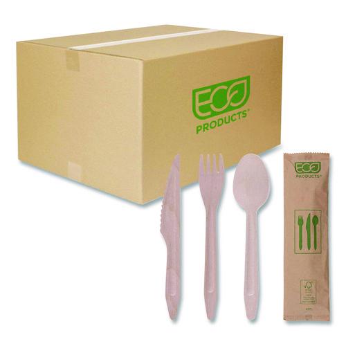 Image of Eco-Products® EP-S215 Wood Cutlery, General Purpose, Fork/Knife/Napkin/Spoon, Natural, 500/Carton
