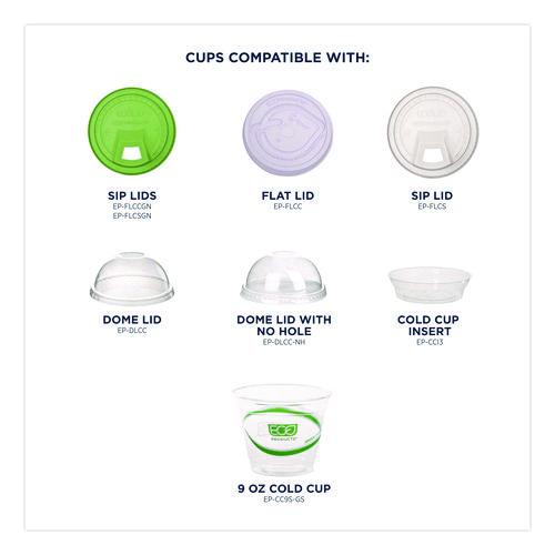 Image of Eco-Products® EP-CC9S-GS GreenStripe Renewable and Compostable Cold Cups, 9 oz, Plastic, Clear, 50/Pack, 20 Packs/Carton