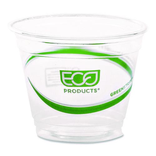 Image of Eco-Products® EP-CC9S-GS GreenStripe Renewable and Compostable Cold Cups, 9 oz, Plastic, Clear, 50/Pack, 20 Packs/Carton