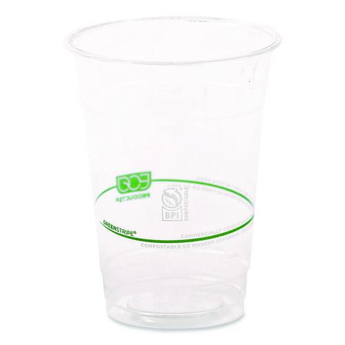 Image of Eco-Products® EP-CC16-GSPK GreenStripe Renewable and Compostable Cold Cups Convenience Pack, 16 oz, Plastic, Clear, 50/Pack