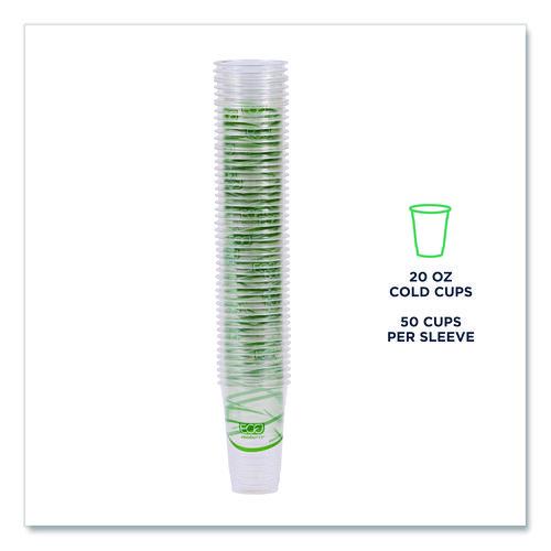 Image of Eco-Products® EP-CC20-GS GreenStripe Renewable and Compostable Cold Cups, 20 oz, Plastic, Clear, 50/Pack, 20 Packs/Carton