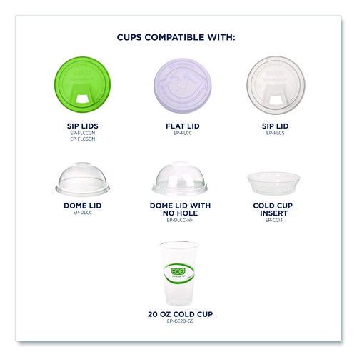 Image of Eco-Products® EP-CC20-GS GreenStripe Renewable and Compostable Cold Cups, 20 oz, Plastic, Clear, 50/Pack, 20 Packs/Carton