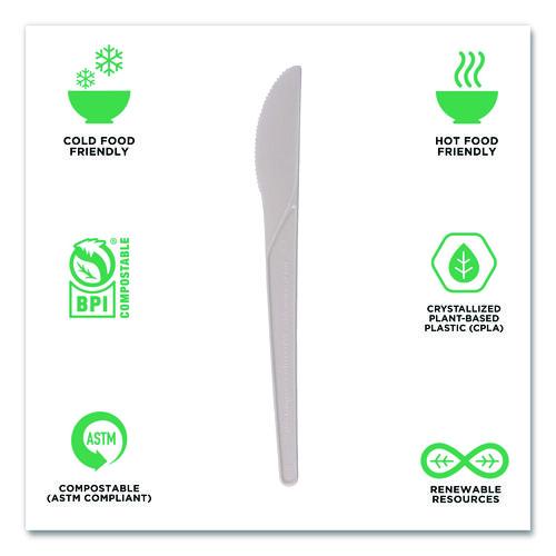Image of Eco-Products® EP-S011 Plantware Compostable Cutlery, Knife, Plastic, Pearl White, 50/Pack, 20 Packs/Carton