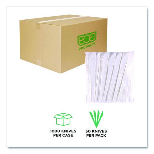 Image of Eco-Products® EP-S011 Plantware Compostable Cutlery, Knife, Plastic, Pearl White, 50/Pack, 20 Packs/Carton