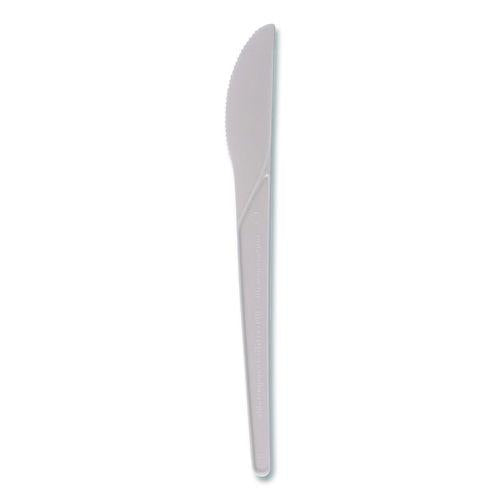 Image of Eco-Products® EP-S011 Plantware Compostable Cutlery, Knife, Plastic, Pearl White, 50/Pack, 20 Packs/Carton