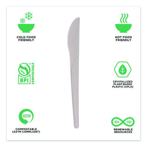 Image of Eco-Products® EP-S011-W Plantware Compostable Cutlery, Knife, Plastic, White, 1,000/Carton