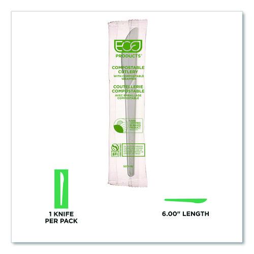 Image of Eco-Products® EP-S011-W Plantware Compostable Cutlery, Knife, Plastic, White, 1,000/Carton