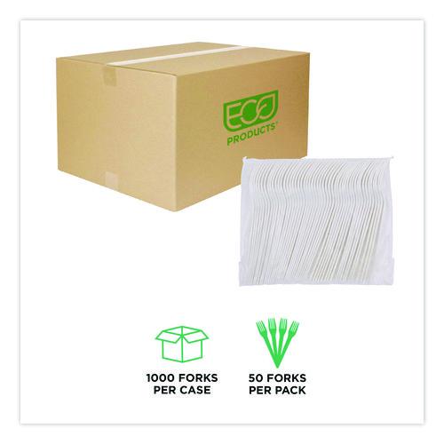 Image of Eco-Products® EP-S012 Plantware Compostable Cutlery, Fork, Plastic, Pearl White, 50/Pack, 20 Packs/Carton