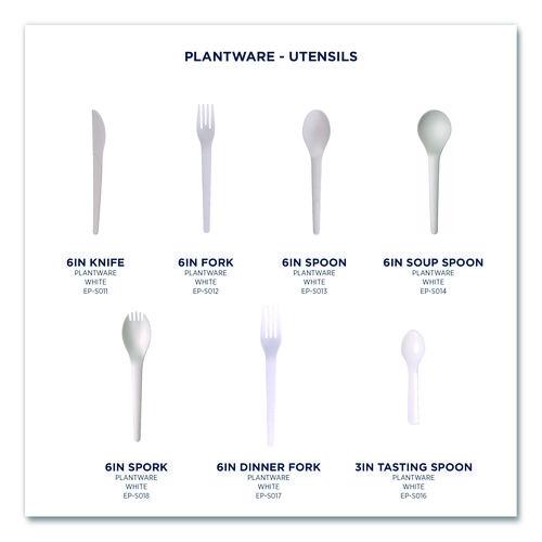 Image of Eco-Products® EP-S012 Plantware Compostable Cutlery, Fork, Plastic, Pearl White, 50/Pack, 20 Packs/Carton