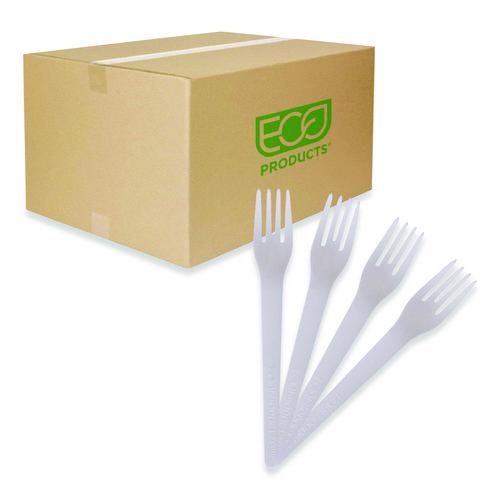 Image of Eco-Products® EP-S012 Plantware Compostable Cutlery, Fork, Plastic, Pearl White, 50/Pack, 20 Packs/Carton