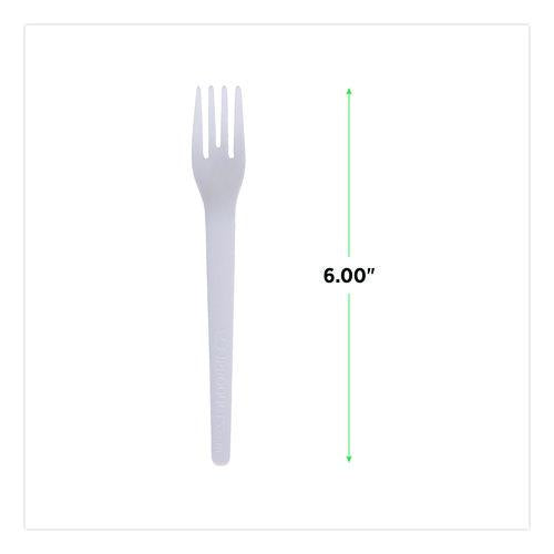 Image of Eco-Products® EP-S012-W Plantware Compostable Cutlery, Fork, Plastic, White, 1,000/Carton