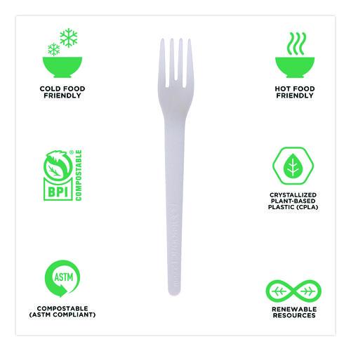 Image of Eco-Products® EP-S012-W Plantware Compostable Cutlery, Fork, Plastic, White, 1,000/Carton