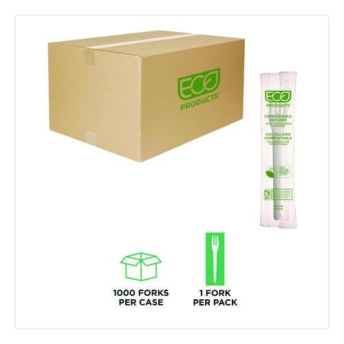 Image of Eco-Products® EP-S012-W Plantware Compostable Cutlery, Fork, Plastic, White, 1,000/Carton
