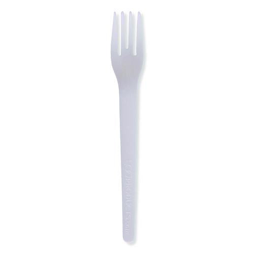 Image of Eco-Products® EP-S012-W Plantware Compostable Cutlery, Fork, Plastic, White, 1,000/Carton