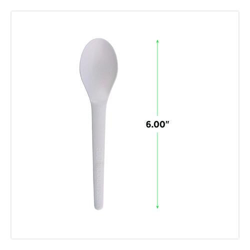 Image of Eco-Products® EP-S013 Plantware Compostable Cutlery, Spoon, Plastic, Pearl White, 50/Pack, 20 Pack/Carton