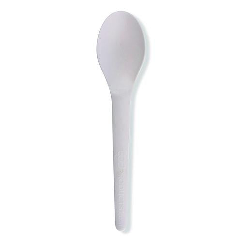 Image of Eco-Products® EP-S013 Plantware Compostable Cutlery, Spoon, Plastic, Pearl White, 50/Pack, 20 Pack/Carton