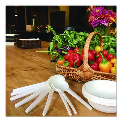 Image of Eco-Products® EP-S014 Plantware Compostable Soup Spoon, Heavyweight, Plastic, White, 50/Pack, 20 Packs/Carton
