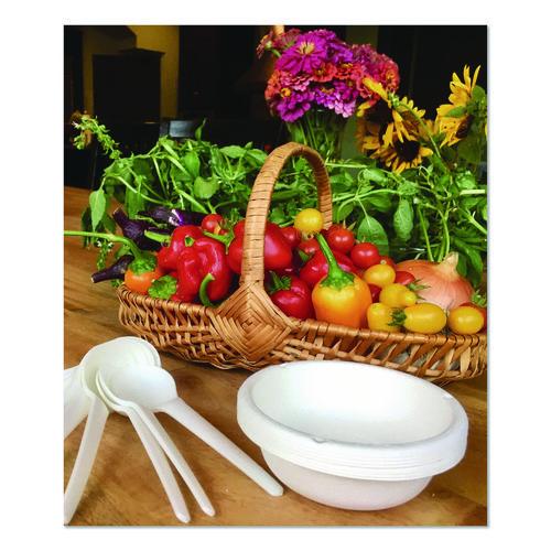 Image of Eco-Products® EP-S014 Plantware Compostable Soup Spoon, Heavyweight, Plastic, White, 50/Pack, 20 Packs/Carton