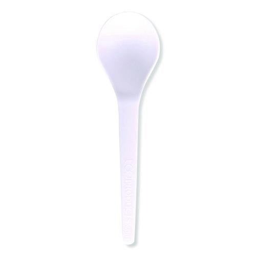 Image of Eco-Products® EP-S014 Plantware Compostable Soup Spoon, Heavyweight, Plastic, White, 50/Pack, 20 Packs/Carton