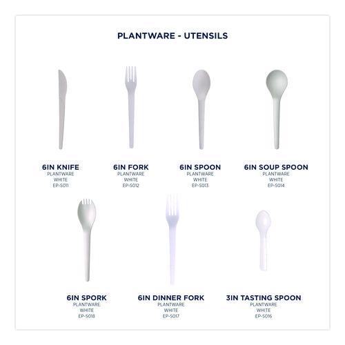 Image of Eco-Products® EP-S014 Plantware Compostable Soup Spoon, Heavyweight, Plastic, White, 50/Pack, 20 Packs/Carton