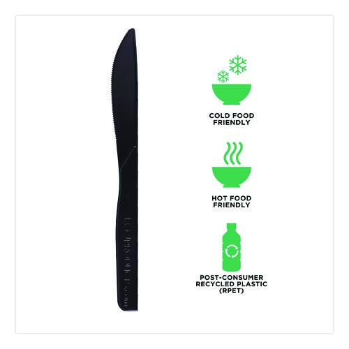 Image of Eco-Products® EP-S111 100% Recycled Content Cutlery, Knife, Plastic, Black, 50/Pack, 20 Packs/Carton