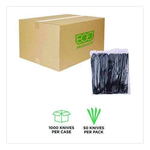 Image of Eco-Products® EP-S111 100% Recycled Content Cutlery, Knife, Plastic, Black, 50/Pack, 20 Packs/Carton