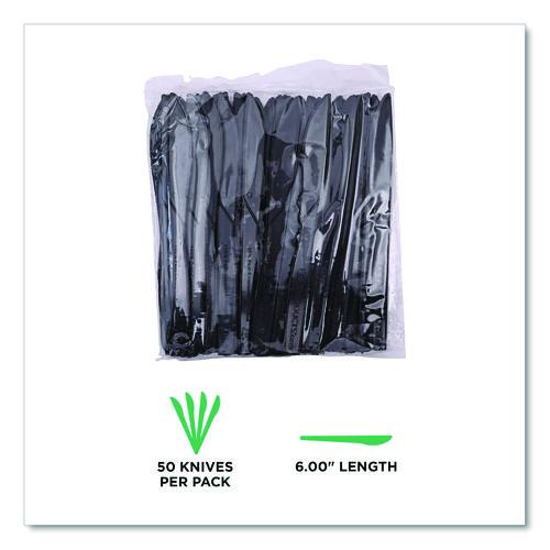 Image of Eco-Products® EP-S111 100% Recycled Content Cutlery, Knife, Plastic, Black, 50/Pack, 20 Packs/Carton