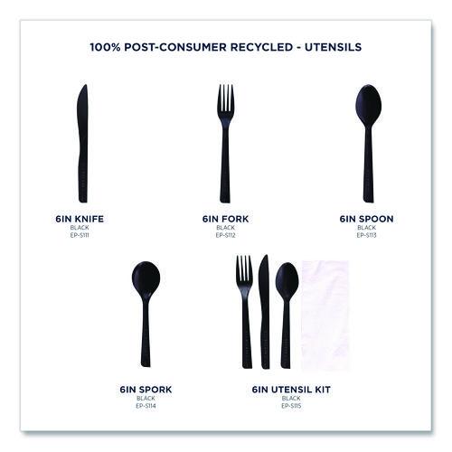 Image of Eco-Products® EP-S111 100% Recycled Content Cutlery, Knife, Plastic, Black, 50/Pack, 20 Packs/Carton