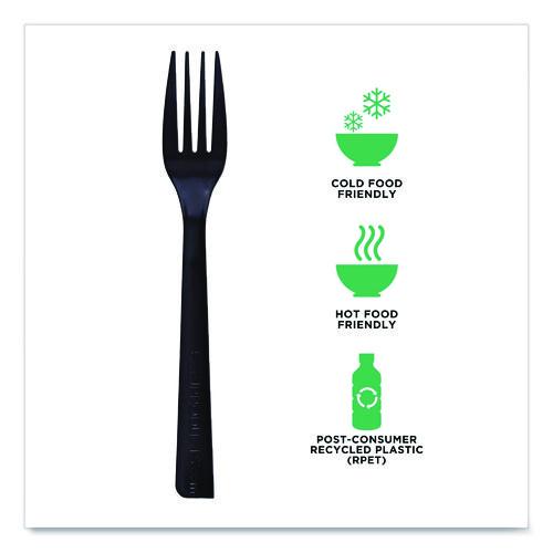 Image of Eco-Products® EP-S112 100% Recycled Content Cutlery, Fork, Plastic, Black, 50/Pack, 20 Packs/Carton