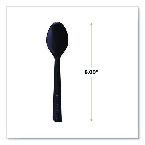 Image of Eco-Products® EP-S113 100% Recycled Content Cutlery, Spoon, Plastic, Black, 50/Pack, 20 Pack/Carton