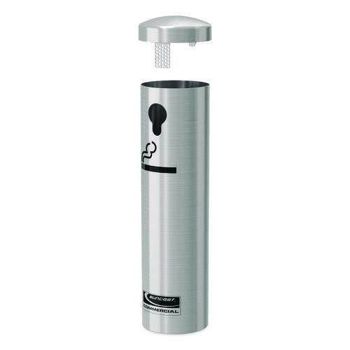 Image of Suncast Commercial® MSO415 Smokers Ashtray Receptacle Attachment, Stainless Steel, Silver, Black