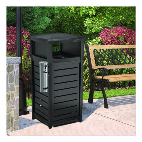 Image of Suncast Commercial® MSO415 Smokers Ashtray Receptacle Attachment, Stainless Steel, Silver, Black