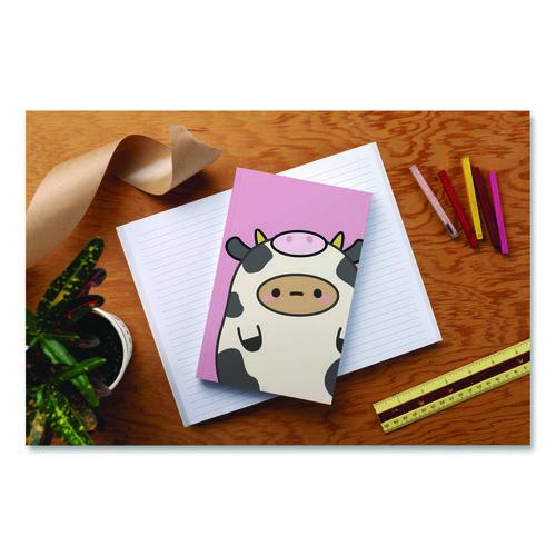 Image of Denik LFC1884L Smoko Tayto Mootato Layflat Notebook, 1-Subject, Medium/College Rule, Pink/White/Brown Cover, (72) 8 x 5 Sheets