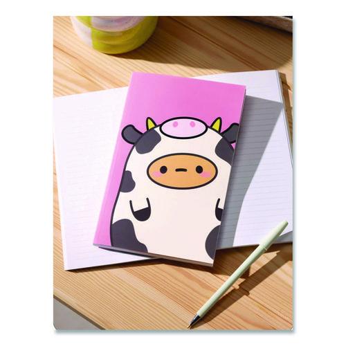 Image of Denik LFC1884L Smoko Tayto Mootato Layflat Notebook, 1-Subject, Medium/College Rule, Pink/White/Brown Cover, (72) 8 x 5 Sheets