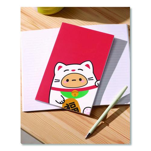 Image of Denik LFC1885L Smoko Tayto Lucky Cat Layflat Notebook, 1-Subject, Medium/College Rule, Red/White/Brown Cover, (72) 8 x 5 Sheets
