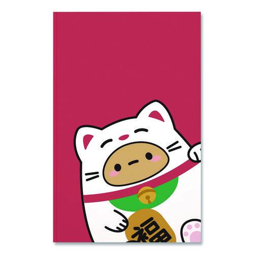 Image of Denik LFC1885L Smoko Tayto Lucky Cat Layflat Notebook, 1-Subject, Medium/College Rule, Red/White/Brown Cover, (72) 8 x 5 Sheets