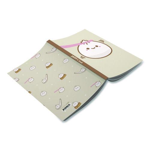 Image of Denik LFC1887L Smoko Lil B Dumpling Layflat Notebook, 1-Subject, Medium/College Rule, Tan/White/Pink Cover, (72) 8 x 5 Sheets