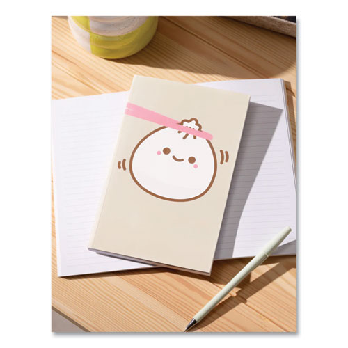Image of Denik LFC1887L Smoko Lil B Dumpling Layflat Notebook, 1-Subject, Medium/College Rule, Tan/White/Pink Cover, (72) 8 x 5 Sheets