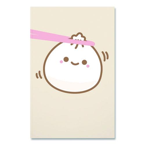 Image of Denik LFC1887L Smoko Lil B Dumpling Layflat Notebook, 1-Subject, Medium/College Rule, Tan/White/Pink Cover, (72) 8 x 5 Sheets
