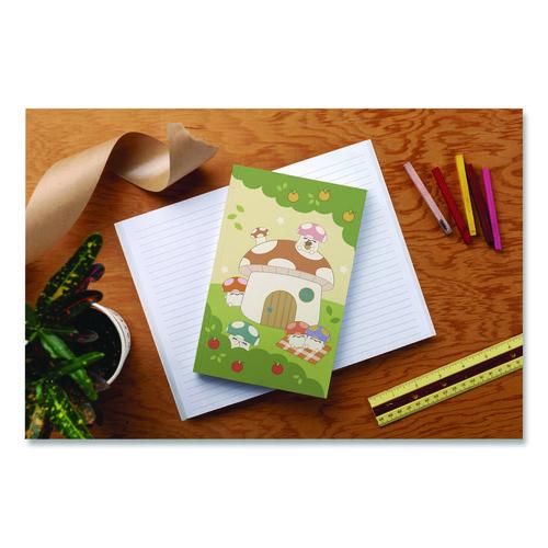Image of Denik LFC1888L Smoko Mushroom Garden Layflat Notebook, 1-Subject, Medium/College Rule, Green/Tan/Red Cover, (72) 8 x 5 Sheets